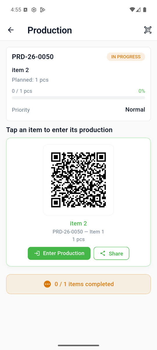 Production job detail